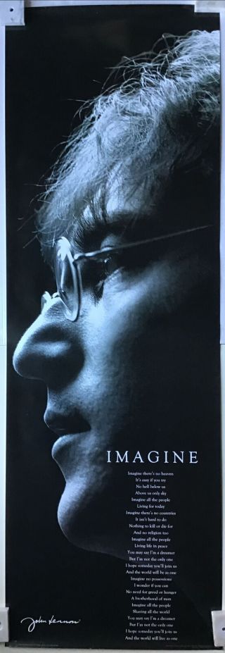 John Lennon With Imagine Lyrics Rare Door Poster