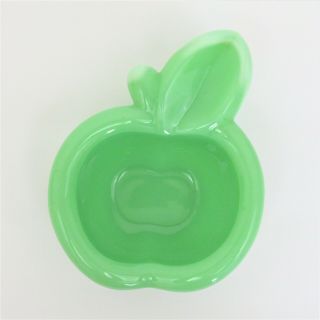 Vintage Jadeite Glass Apple Shaped Trinket Dish Art Small Candy Bowl