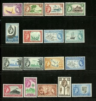 Solomon Islands 89 - 105 (so763) Comp 1956 - 60 Queen Elizabeth,  M,  Lh,  Fvf,  Cv$110.  45