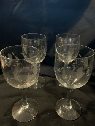 4 Princess House Heritage Crystal 6 " Stemmed Wine Glasses