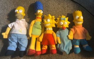 The Simpsons - Family Plush Dolls Burger King Promotion Toys - 1990 Complete Set