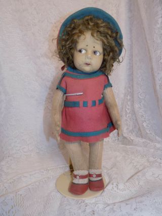 Antique Cloth Felt Lenci Doll Early Child All 2