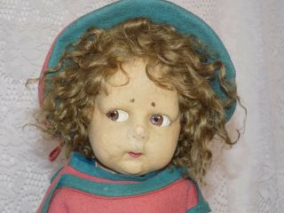 Antique Cloth Felt Lenci Doll Early Child All 4