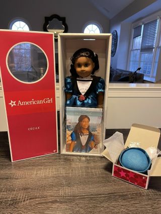 Htf American Girl Cecile Doll W/ Book And Nib Accessories