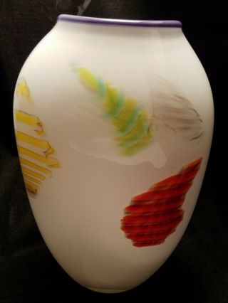 Stunning Hand - Blown Art Glass Vase Signed Robert Jones 1969