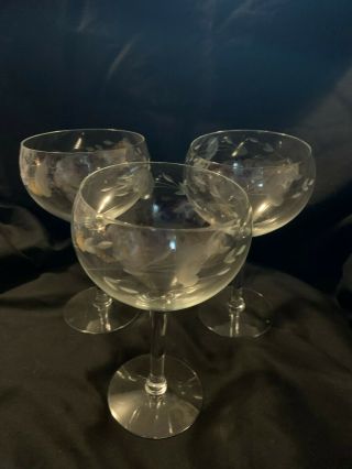 3 Princess House Heritage Crystal 6 3/4 " Burgundy Wine Glasses