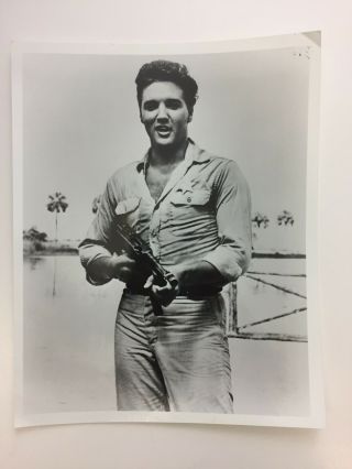Elvis Presley 8x10 Vintage Photo Clear Holding A Gun