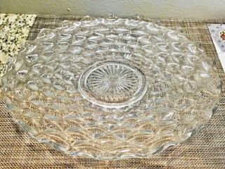 Vtg Fostoria Cubist American Clear Glass Serving Plate Large Round Platter 14 "