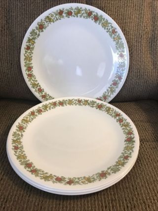Four (4) Corelle Spice Of Life 10 1/4” Dinner Plates
