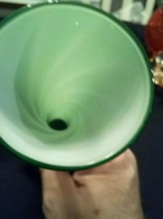 VTG Italian EMPOLI Vase GREEN SWIRL Cased 9 