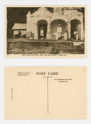Trinidad & Tobago 1930 Queens Park Hotel Postcard Of Hindu Temple Penal