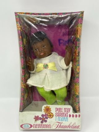 Rare Vintage 1968 Ideal African American Newborn Thumbelina Mib