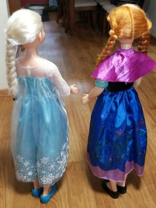 DISNEY.  Frozen Elsa & Anna Dolls - My Size Doll Shoes & Orig Clothes.  2014.  38” 2