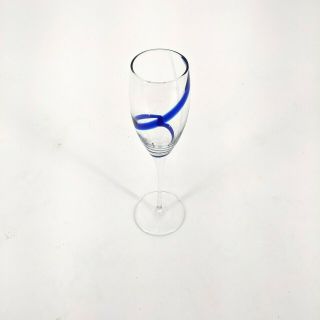 Pier One 1 Cobalt Blue Swirl Swirline Fluted Champagne Glass