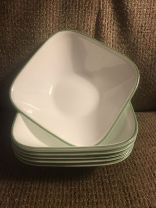 Six (6) Corelle Shadow Iris 6 1/2” Square Cereal Bowls