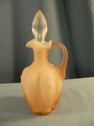 Fenton For L.  G.  Wright Pink Overlay Glass Paneled Sprig Cruet W/ Stopper