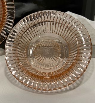Vintage Anchor Hocking QUEEN MARY Pink Depression Glass Set of Flared Bowls - 3 2