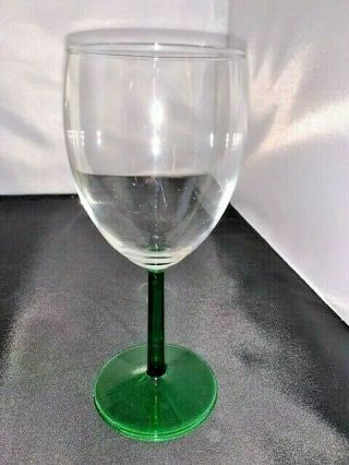 Vtg Set Of 4 Luminarc Jg Durand Green Stem Goblets Wine Glasses 10 1/4 Oz