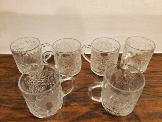 Vintage Clear Glass Cups Raised Grape & Pare Mugs (set Of 6) Kig Indonesia
