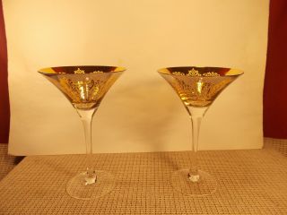 Artland Crystal Brocade Silver Pattern Set Of 2 Martini Stems 7 1/2 " T X 4 7/8 "