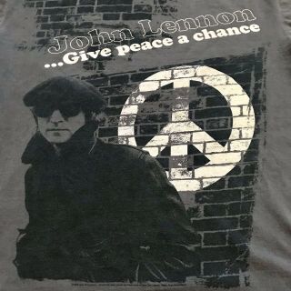 John Lennon Give Peace A Chance Gray Graphic T - Shirt Adult Size Medium 2