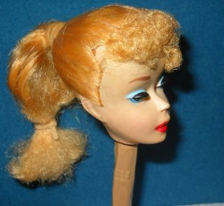 Vintage Ponytail Barbie 3 Blonde Blue Eyeshadow GREAT PAINT Head Only 4