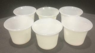6 Petite Vintage Fire King White Condiment Votive Cups Milk Glass Marked