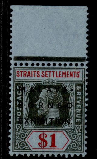 Malaysia - Straits Settlements Gv Sg255,  $1 Black & Red/blue,  Lh.  Cat £26.