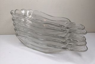 5 Vintage Clear Glass Banana Split Ice Cream Dishes Boats Ribbed Fan