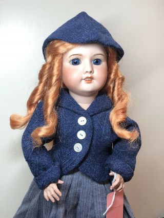 18” Antique Sfbj 60 B French Paris Made Gorgeous Redhead Girl Blue Glass Eyes S5