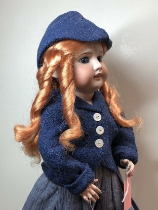 18” Antique SFBJ 60 B French Paris Made Gorgeous Redhead Girl Blue Glass Eyes S5 2
