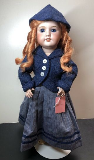 18” Antique SFBJ 60 B French Paris Made Gorgeous Redhead Girl Blue Glass Eyes S5 3