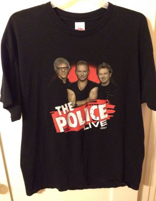 Euc The Police Live 2007 Black Concert T - Shirt W/ Tour Dates Unisex Xl