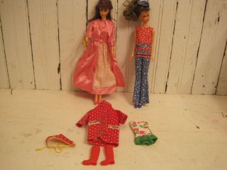 Rare Vintage Mattel 1966 Francie Barbie Dolls Bendable Legs 4 Outfits