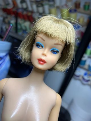 Barbie Vintage Brunette Bend Leg Long Hair American Girl Barbie Doll Lolaxs Face