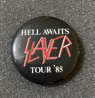 Slayer Hell Awaits European Tour 85 Pin Badge Button Vintage Rare 32mm
