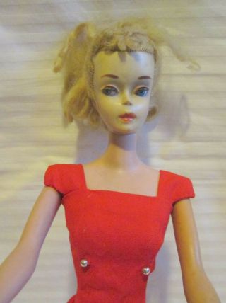 Vintage 1958 Marked Mattel Barbie Doll in 986 Red Dress 2