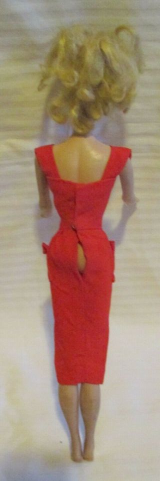 Vintage 1958 Marked Mattel Barbie Doll in 986 Red Dress 3