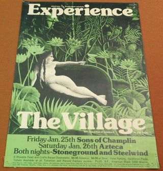 Sons Of Champlin Rare 1974 Rock Sf Concert Poster Azteca Experience The Village