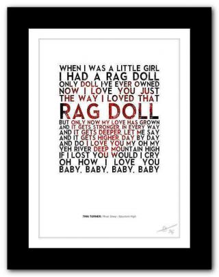 Tina Turner River Deep - Mountain High ❤ Lyrics Typography Poster Art Print 133
