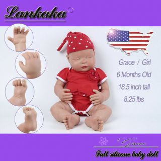 18.  5 " Full Silicone Reborn Baby Dolls Newborn Lifelike Realistic Toy Kit Gift