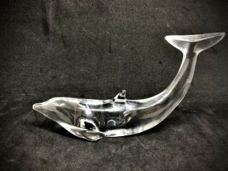 Vintage Baccarat France Crystal Dolphin Swimming Paperweight/figurine