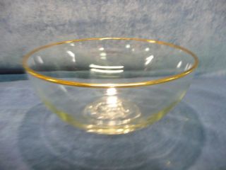 9 1/2 " Gold Rimmed Clear Glass Salad Bowl With Floral Print On The Bottom