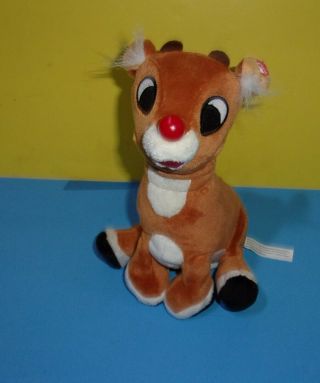 Rudolph The Red Nose Reindeer Plush Gemmy 8 " Moving Head Light - Up Nose