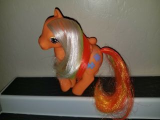 Rare Vintage G1 Year 8 My Little Pony Sea Breeze Tropical Ponies Bright Orange