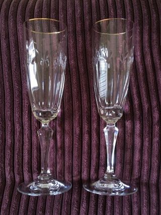 Vintage Royal Devon Gorham Crystal Champagne Glass Flutes - Set Of 2