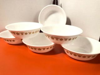 Set Of 6 Corelle Butterfly Gold Soup Cereal Bowls 6 1/4 "