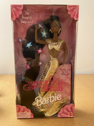 Barbie 1995 Mattel Jewel Hair Mermaid African American Doll Nrfb Rare