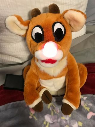 Rudolph The Red Nosed Reindeer Plush Sings Nose Lights Stuffed Animal Gemmy 1998