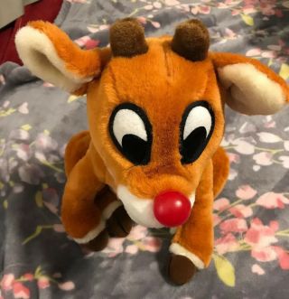 Rudolph the Red Nosed Reindeer Plush Sings Nose Lights Stuffed Animal Gemmy 1998 3